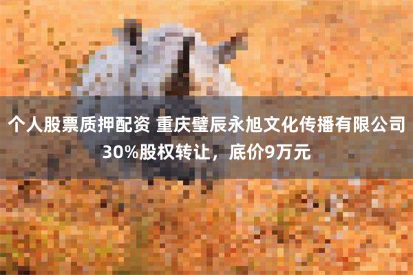 个人股票质押配资 重庆璧辰永旭文化传播有限公司30%股权转让，底价9万元