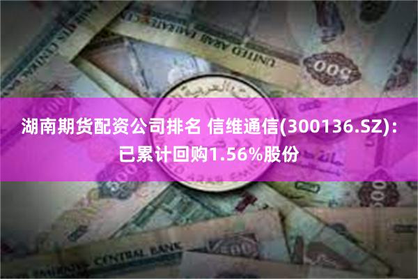 湖南期货配资公司排名 信维通信(300136.SZ)：已累计回购1.56%股份