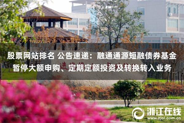 股票网站排名 公告速递：融通通源短融债券基金暂停大额申购、定期定额投资及转换转入业务