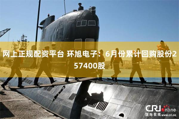 网上正规配资平台 环旭电子：6月份累计回购股份257400股