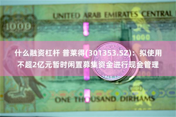 什么融资杠杆 普莱得(301353.SZ)：拟使用不超2亿元暂时闲置募集资金进行现金管理