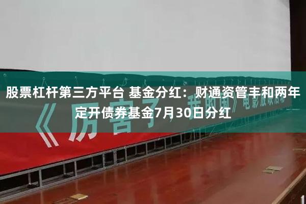 股票杠杆第三方平台 基金分红：财通资管丰和两年定开债券基金7月30日分红